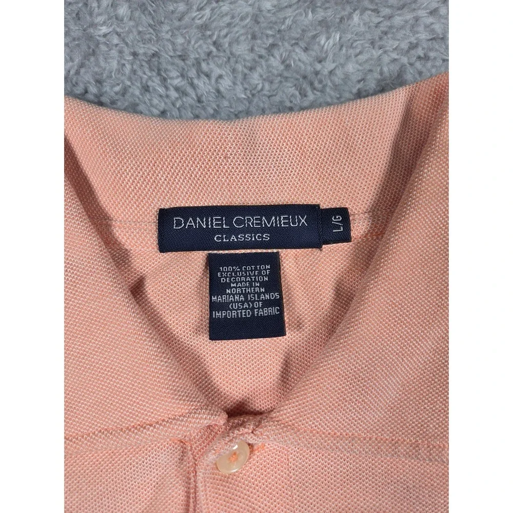 Daniel Cremieux Classics Mens‎ Large Peach Pique Cotton Short Sleeve Polo Shirt